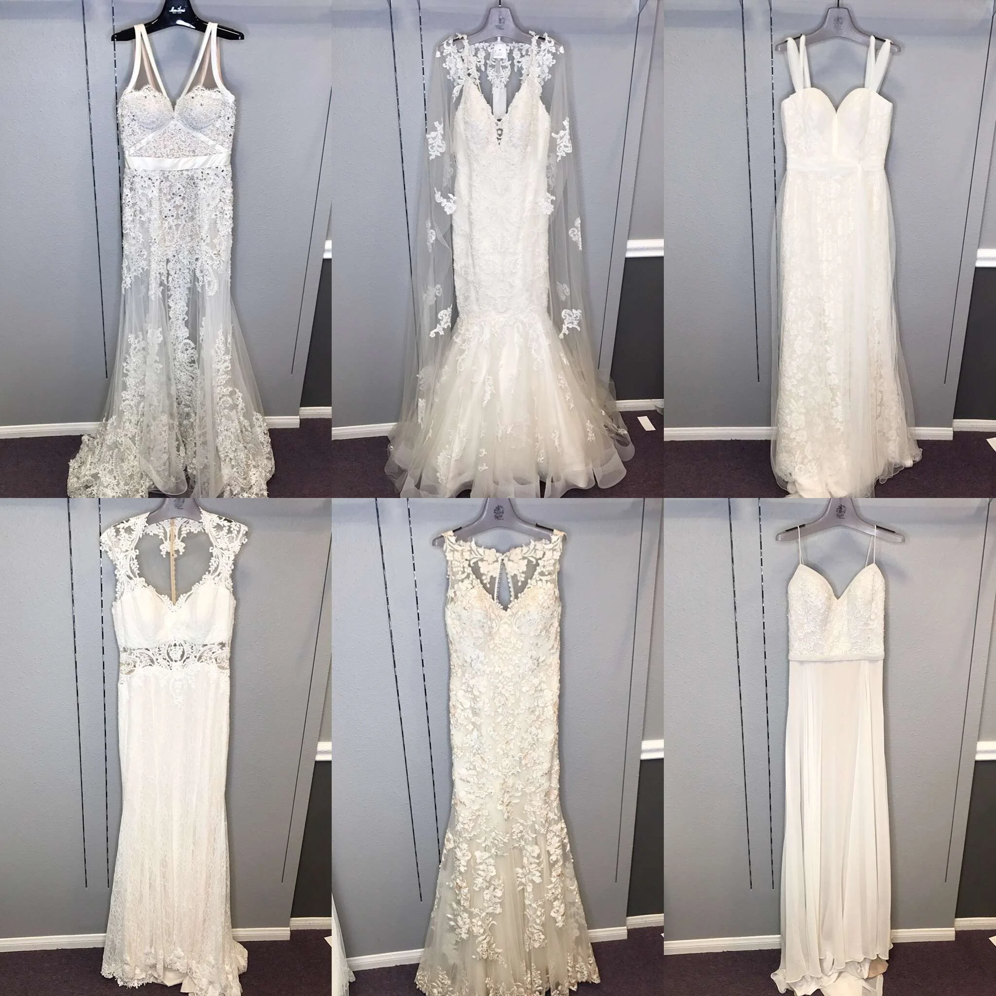 Rack of new Viktor & Rolf wedding gowns arriving at Mon Amie Bridal Salon