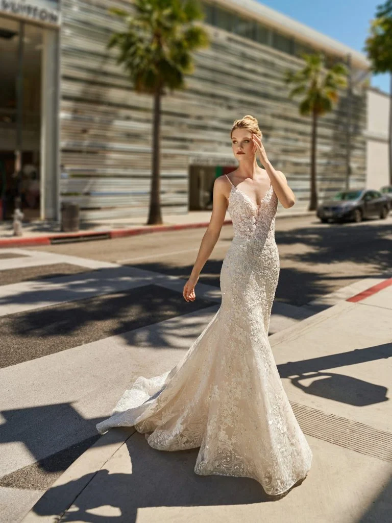 Val Stefani D8221 Nova wedding dress – back view | Mon Amie Bridal Salon